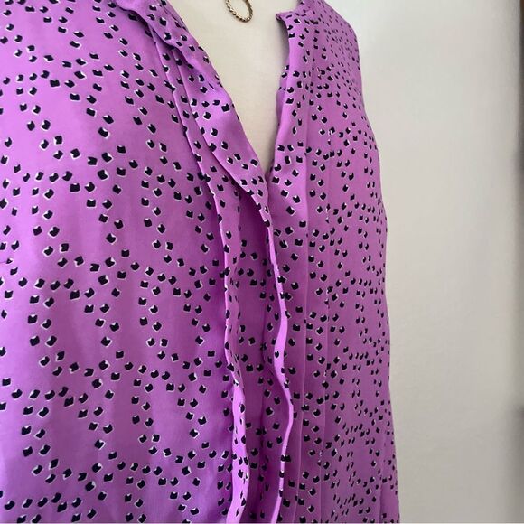 Purple Patterned Long Sleeve Tops - Picture 2 of 6
